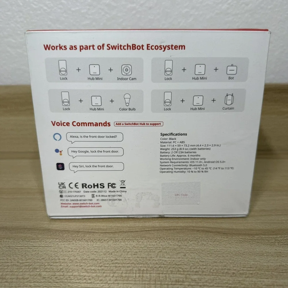 SwitchBot Smart Lock Bluetooth Electronic Deadbolt Keyless Entry Door Lock Black